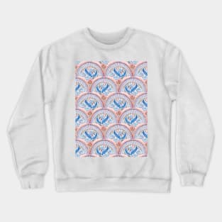 Art Deco Fresco in Sky Blue and Coral Crewneck Sweatshirt